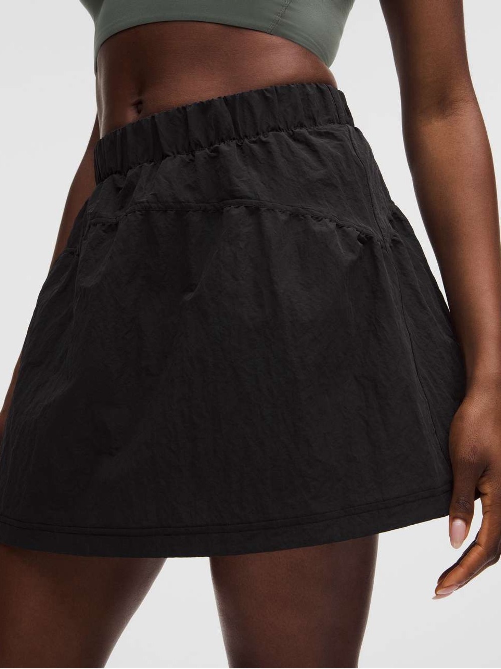 NWT Lululemon Crinkle Nylon High-Rise Mini Skirt Skort Lightweight in Black S